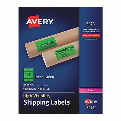 Neon Shipping Labels 2 x4 Grn PK1000