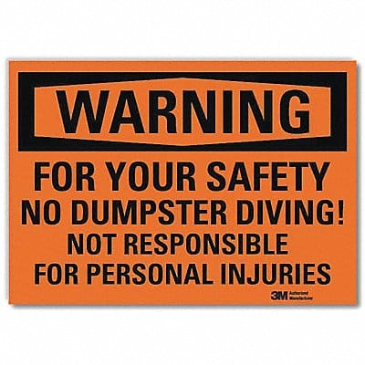 Warning Sign 7x10in Reflective Sheeting