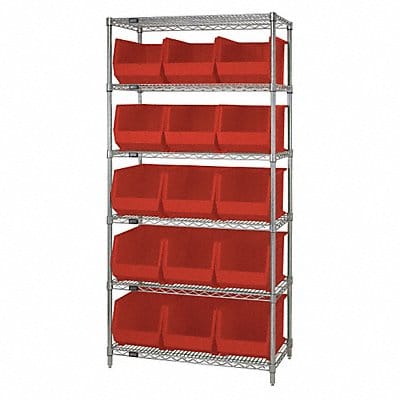 G7064 Bin Shlvng 18inx74inx36in Red