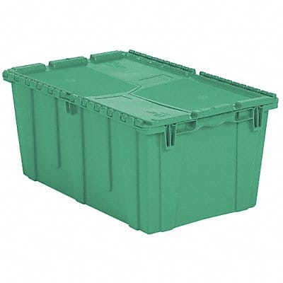 E3380 Attached Lid Container Green Solid HDPE