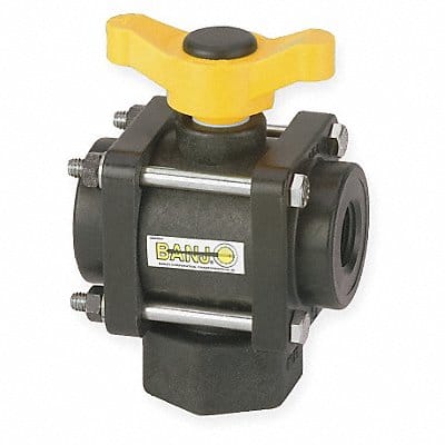 Poly Ball Valve 3-Way FNPT 3/4 in