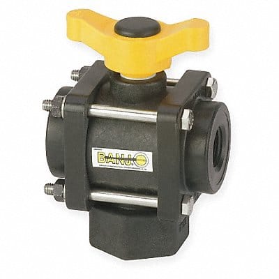 Poly Ball Valve 3-Way FNPT 1-1/4 in