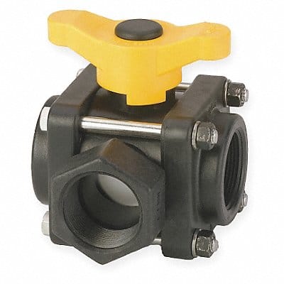 Poly Ball Valve 3-Way FNPT 1-1/2 in