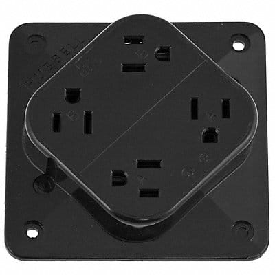 Receptacle Black 15 A 2P3W Back 1PK