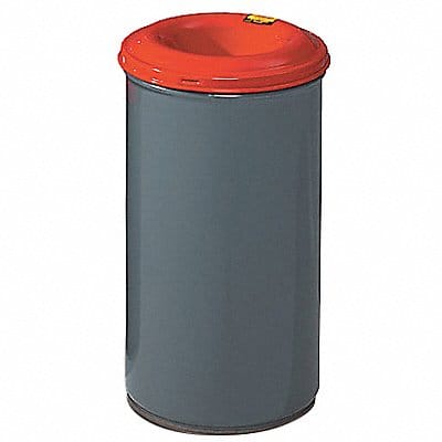 Trash Can Round 30 gal Red/Gray