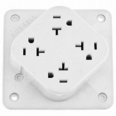 Receptacle White 20 A 2P3W Back 1PK