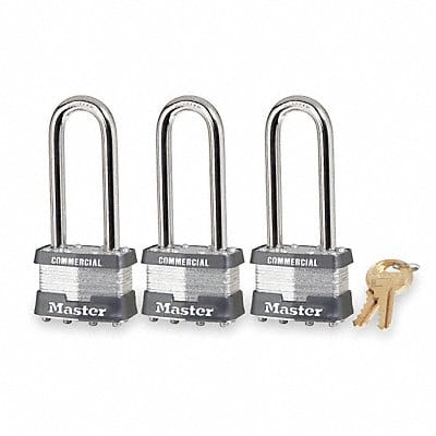 Keyed Padlock Rectangle Silver PK3