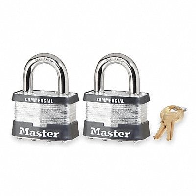 Keyed Padlock 15/16 Rectangle Slvr PK2