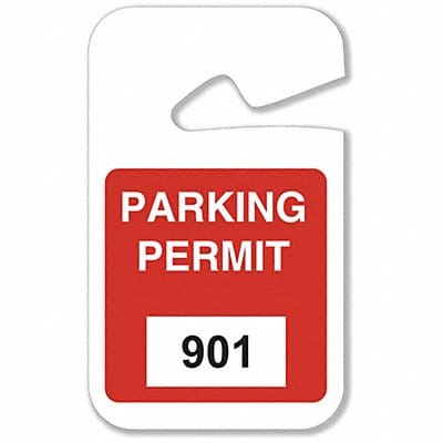 Parking Permits Rearview 901-1000 Wht/Rd