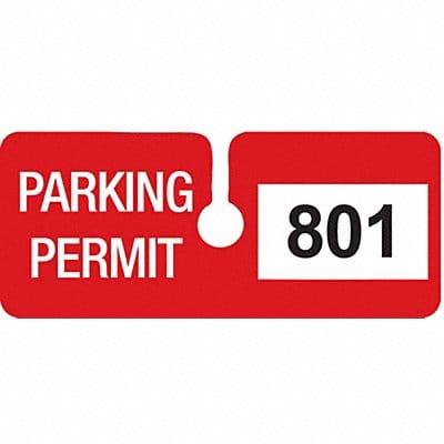 Parking Permits Rearview Wht/Red PK100