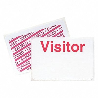 D0064 Visitor Badge 1 Day Red/White PK500