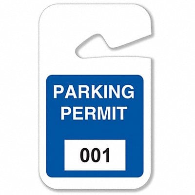 Parking Permits Rearview 001-100 Wht/Blu