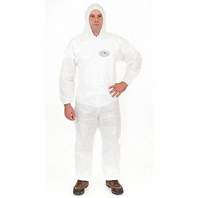 D2187 Hooded Coverall Open White M PK25