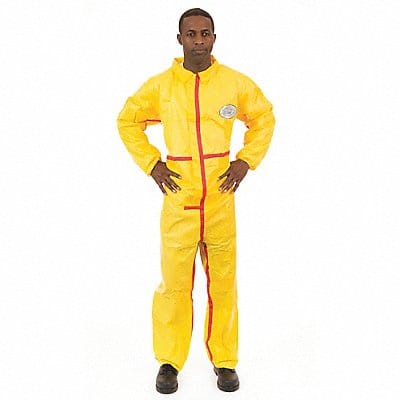 D2186 Collared Coverall Elastic Yellow L PK6