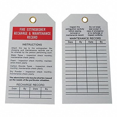 Fire Extinguisher Tag PET 3 x5.75 PK25