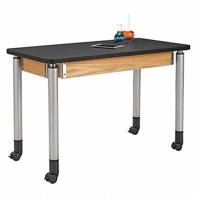 Adjustable Table Black/Oak Wood Frame