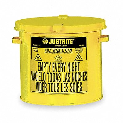 F0097 Countertop Oily Waste Can 2 gal Yellow