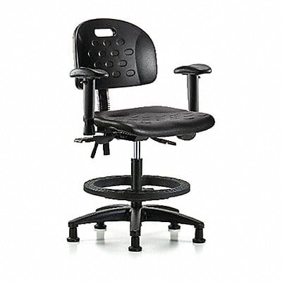 Poly Chair Med Arms FR Glides Black