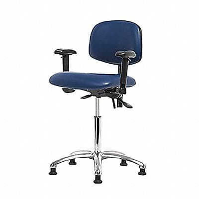 Vinyl ESD Chair Med Arms Glides Blue