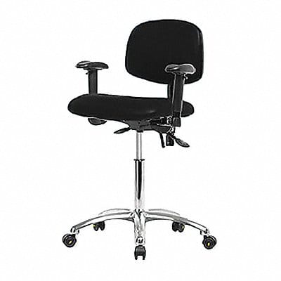 Vinyl ESD Chair Desk Arms Cstrs Blk