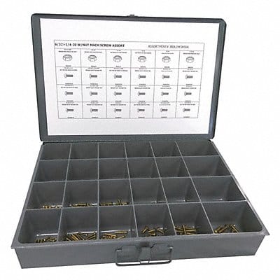 Nut/Screw Assort Slotted 600pcs Brass