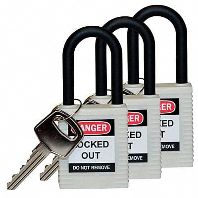 H1706 Lockout Padlock KA White 1-3/4 H PK3