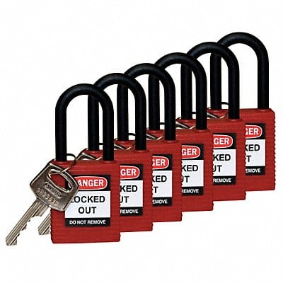 H1707 Lockout Padlock KA Red 1-3/4 H PK6