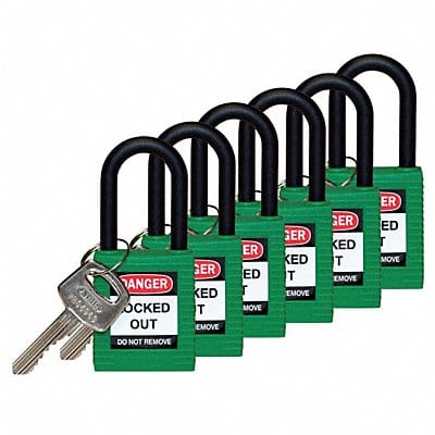 H1707 Lockout Padlock KA Green 1-3/4 H PK6