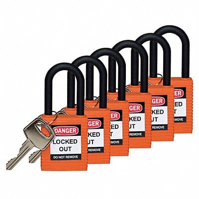 H1707 Lockout Padlock KA Orange 1-3/4 H PK6