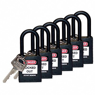 H1707 Lockout Padlock KA Black 1-3/4 H PK6