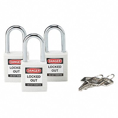 H1698 Lockout Padlock KA White 1-3/4 H PK3