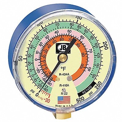 Gauge 3-1/8 In Dia Low Side Blue 500 psi