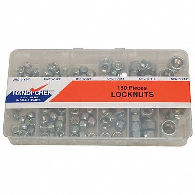 Hx LockNt Asrt Zinc Plated Steel 150PK