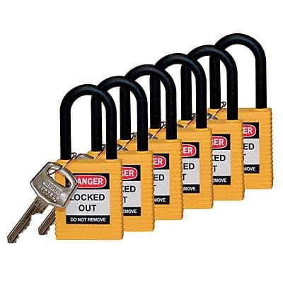 H1705 Lockout Padlock KD Yellow 1-3/4 H PK6