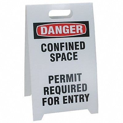 Floor Safety Sign White Plastic 20 in H