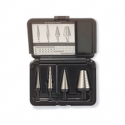 Step Drill Bit Set HSS 1/8-1-3/8 In 4 pc