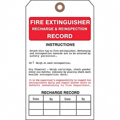 Fire Extinguisher Tag 7 x 4 In PK25