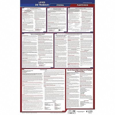 Labor Law Poster Fed/STA PR SP 26inH 1yr