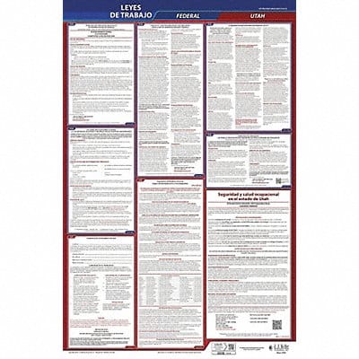 Labor Law Poster Fed/STA UT SP 26inH 1yr