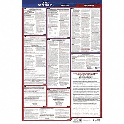 Labor Law Poster Fed/STA TN SP 40Wx26inH