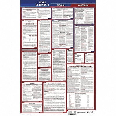 Labor Law Poster Fed/STA CA SP 40Wx26inH