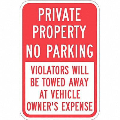 Private Property No Parking Sign 18 x12