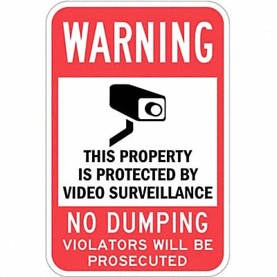 Rflctv Surveillance Warning Sign 18x12in