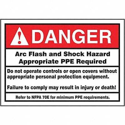 Arc Flash Label 3 1/2 inx5 in Vinyl