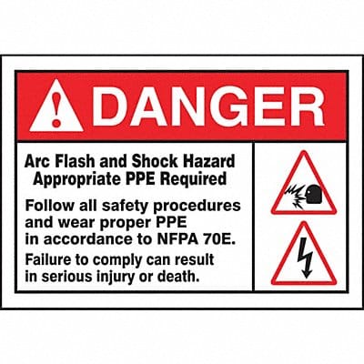 Arc Flash Label 5 inx7 in Vinyl