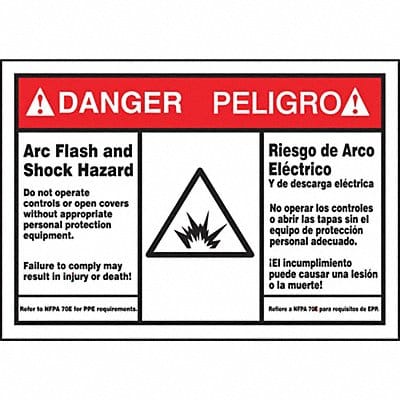 Arc Flash Label 3 1/2 in x 5 in Vinyl