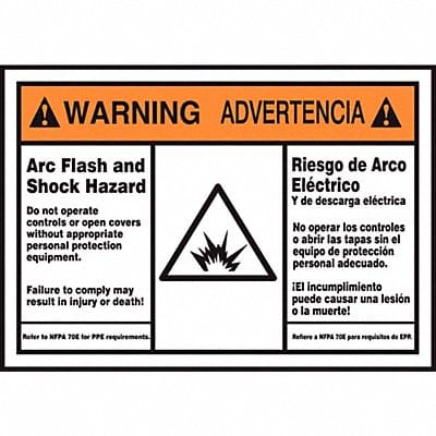 Arc Flash Label 3 1/2 in x 5 in Vinyl