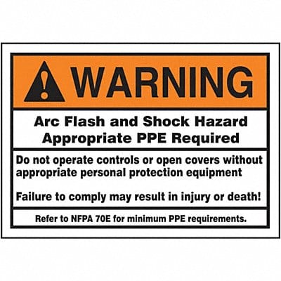 Arc Flash Label 3 1/2 inx5 in Vinyl