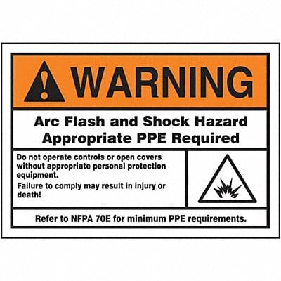 Arc Flash Label 3 1/2 inx5 in Vinyl