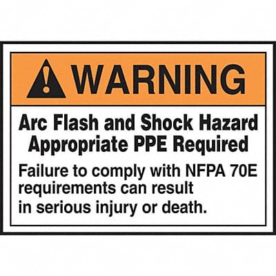 Arc Flash Label 3 1/2 inx5 in Vinyl